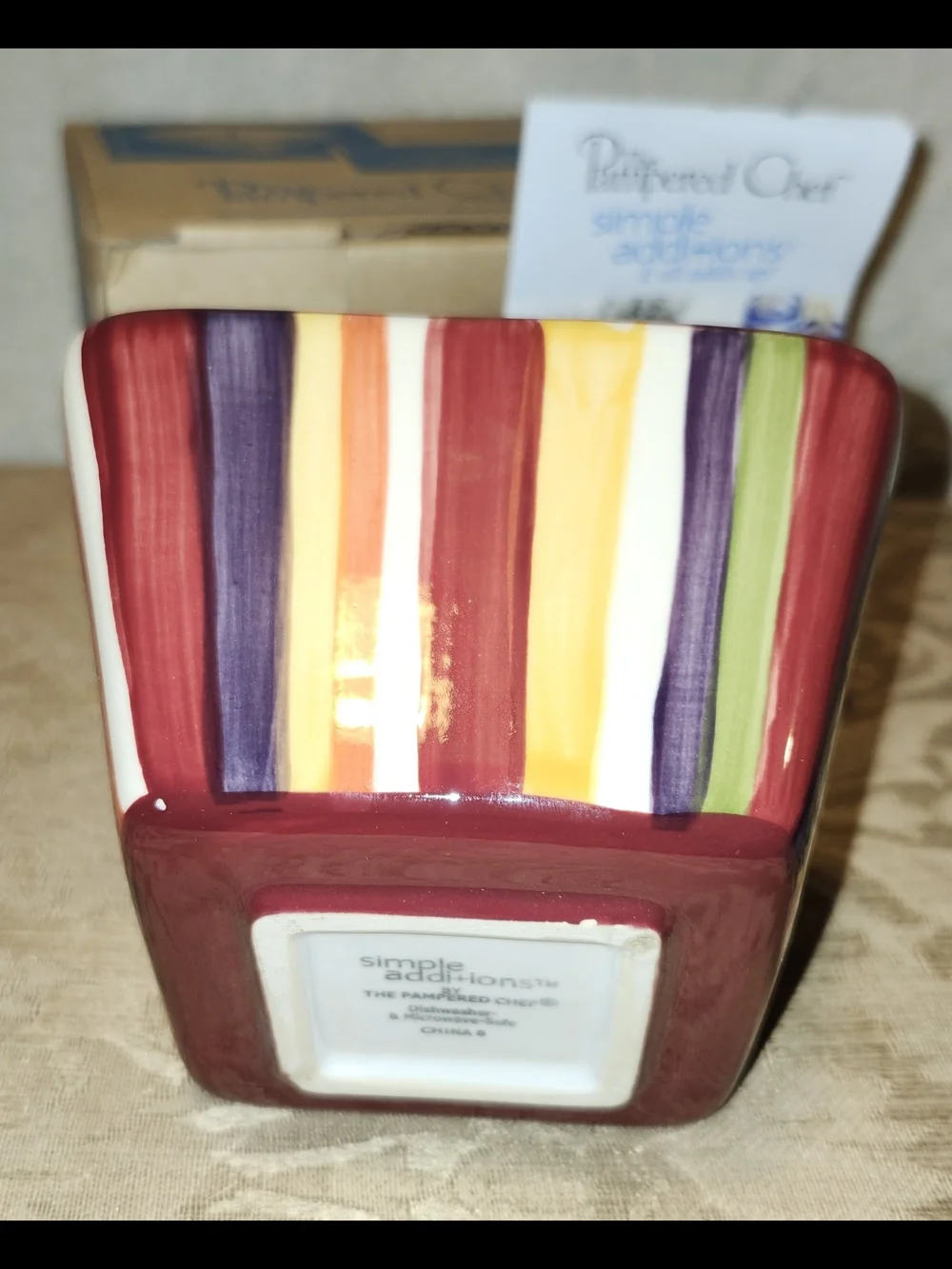 The Pampered Chef Striped Small Square Bowl 2016 NIB Party Dip Snacks Appetizers